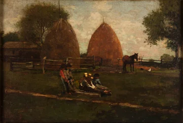 Heuhaufen und Kinder