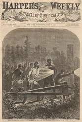 Rebellen außerhalb ihrer Werke in Yorktown, die mit dunklen Laternen erkunden, aus Harper