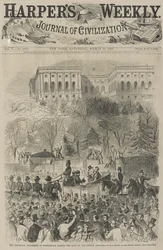 Der Einweihungszug in Washington passiert das Tor des Kapitolgeländes, 1861