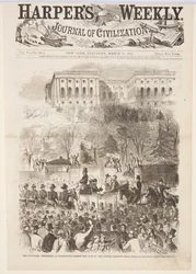 Die Einweihungsprozession in Washington, die das Tor der Kapitol-Gelände passiert, aus Harper