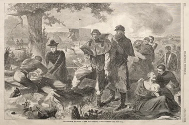 Der Chirurg bei der Arbeit im Hinterland während eines Gefechts, 1862