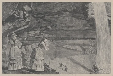 Unter den Wasserfällen, Catskill Mountains, nach einem Gemälde von Winslow Homer