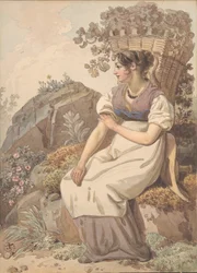 Junge Frau im Vaudois nach der Weinlese, 1821