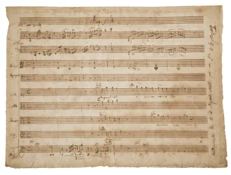 Magnificat, K. 321a. Manuskript, Partitur für Solisten und Chor, Orgel und Orchester, ca. 1779