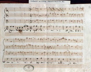 Notenblatt von Querite primum regnum Dei von Mozart zur Erlangung des Titels Accademico filarmonico (1770)