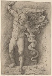 Faun kämpft mit einer Schlange