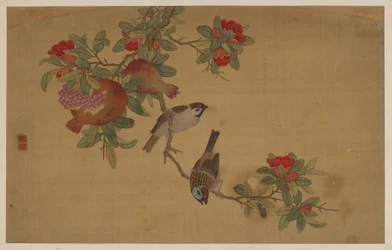 Vögel, Früchte und Blumen, Qing-Dynastie, 1741