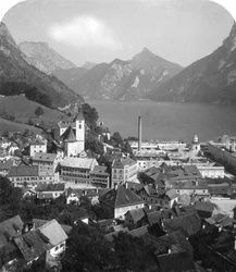 Ebensee und Traunsee, Salzkammergut, Österreich, um 1900