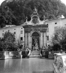 Pferdeschwemme, Salzburg, Österreich, ca. 1900
