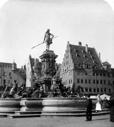 Neptunbrunnen, Nürnberg, Deutschland, um 1900