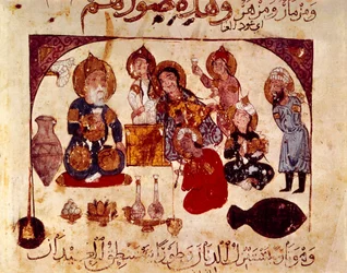 Abou-Zayd in der Hanah-Taverne, Miniatur aus 
