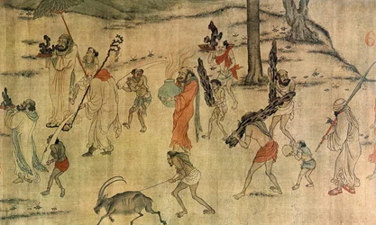 Vasallen bringen ihre Tribute an den Tang-Hof, um 600-673