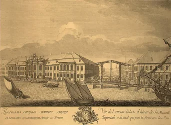 Blick auf den zweiten Winterpalast mit dem Kanal, der die Moika mit der Newa verbindet, 1753