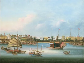 Die Hongs in Kanton, ca. 1855