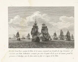Jan Bart greift mit seinem Geschwader eine holländische Flotte an, 1676