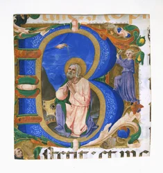 König David im Gebet in einem Initial B