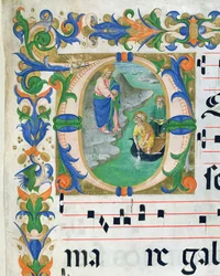 Ms 515 f.1r Der wunderbare Fischfang aus einem Chorbuch (Detail)