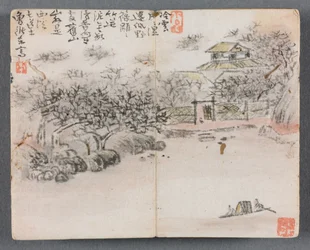 Miniaturalbum mit Figuren und Landschaft (Landschaft mit zwei Bootsmännern)