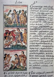Glauben und Aberglauben, Buch IV des Florentiner Kodex, zweisprachige Version in Spanisch und Nahuatl, Allgemeine Geschichte der Dinge von Neuspanien (Historia general de las cosas de Nueva Espana)