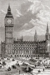 Big Ben und die Houses of Parliament, London, England, im 19. Jahrhundert.