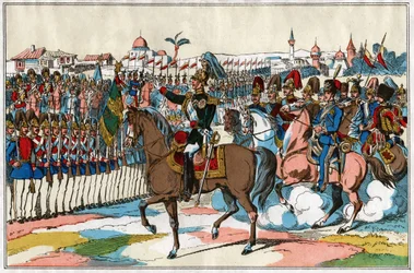 Kaiser Alexander II. inspiziert seine Truppen vor der Kriegserklärung an die Türkei