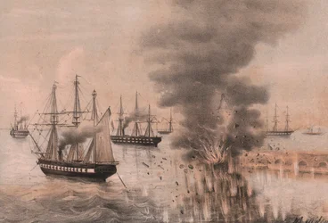 Explosion der Laterne von Ancona am Meer, Belagerung von Ancona