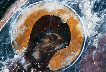 Madonna, Fresko in der Kirche Agios Ioannis Theologos, Margarites, Kreta, Griechenland