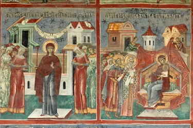 Kloster (manastirea Sucevita). Die Kirche. Außenansicht. Südwand. Wandmalerei