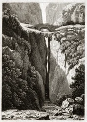 Natürliche Brücken von Icononzo, Kolumbien (Gravur)