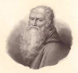 Porträt des italienischen Malers Bernardino Luini (ca. 1481-1532), Kupferstich von Caterina Piotti-Pirola nach einem Selbstporträt von Luini