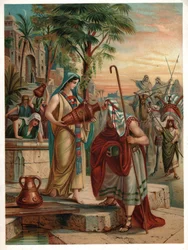 Rebekka am Brunnen, ca. 1900 (Lithographie)