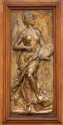 Skulptiertes Detail der Villa Lumière, Evian, 2019