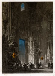 Die Kathedrale des Heiligen Erlösers in Jerez de la Frontera (Xeres). ca. 1840 (Gravur)