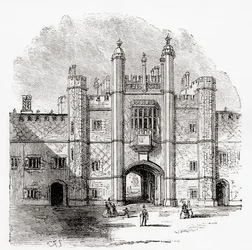 Das Tor zu Eton College, Eton, Berkshire, England, im 19. Jahrhundert.
