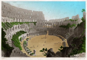 Die Ruinen des Kolosseums in Rom. ca. 1840 (Gravur)