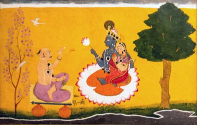 Jayadeva verehrt Radha und Krishna