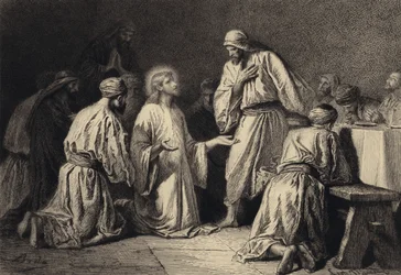 Jesus betet inmitten seiner Jünger