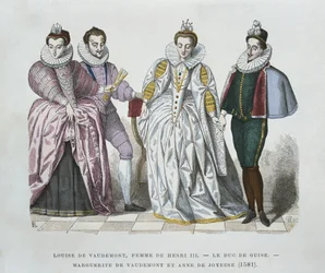 Louise von Lothringen-Vaudemont (1553-1601), Ehefrau von Heinrich III., Herzog von Guise (1549-88), Marguerite von Vaudemont (1564-1625) und Anne von Joyeuse (1561-87)