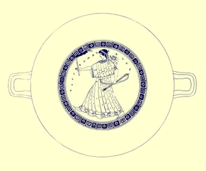 Artemis mit Bogen, Pfeil und Fackel, Illustration aus Griechische Vasenmalereien von J. E. Harrison und D. S. MacColl, veröffentlicht 1894