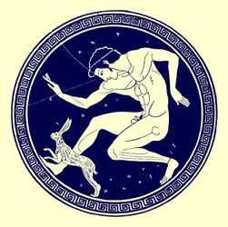 Junge und Hase, Illustration aus Griechische Vasenmalereien von J. E. Harrison und D. S. MacColl, veröffentlicht 1894