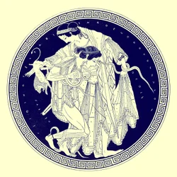 Peleus und Thetis, Illustration aus Griechische Vasenmalereien von J. E. Harrison und D. S. MacColl, veröffentlicht 1894