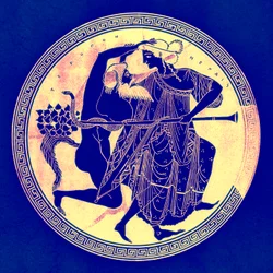 Satyr und Mänade, Illustration aus Griechische Vasenmalereien von J. E. Harrison und D. S. MacColl, veröffentlicht 1894