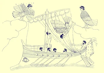 Odysseus und die Sirenen, Illustration aus Griechische Vasenmalereien von J. E. Harrison und D. S. MacColl, veröffentlicht 1894