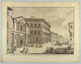 Ansicht von Florenz, Platte aus "Scelta di XXIV Vedute delle principali contrade, piazze, chiese, e palazzi della Città di Firenze"