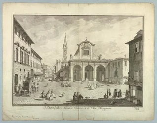 Ansicht von Florenz, Platte aus "Scelta di XXIV Vedute delle principali contrade, piazze, chiese, e palazzi della Città di Firenze"
