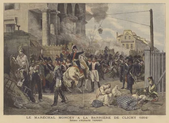 Marschall Moncey am Clichy-Tor im Jahr 1814