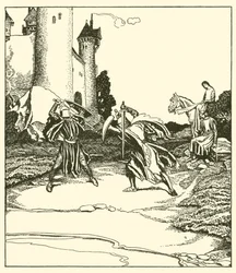Sir Launcelot kämpft mit Sir Turquine