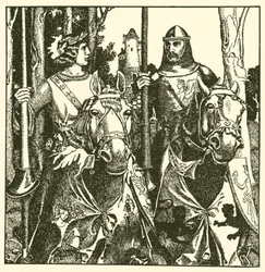 Sir Percival und Sir Lamorack reiten zusammen