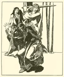 Sir Tristram greift König Mark an