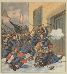 Kampf von Droué, General Gougeard stürmt an der Spitze einer Infanteriekolonne